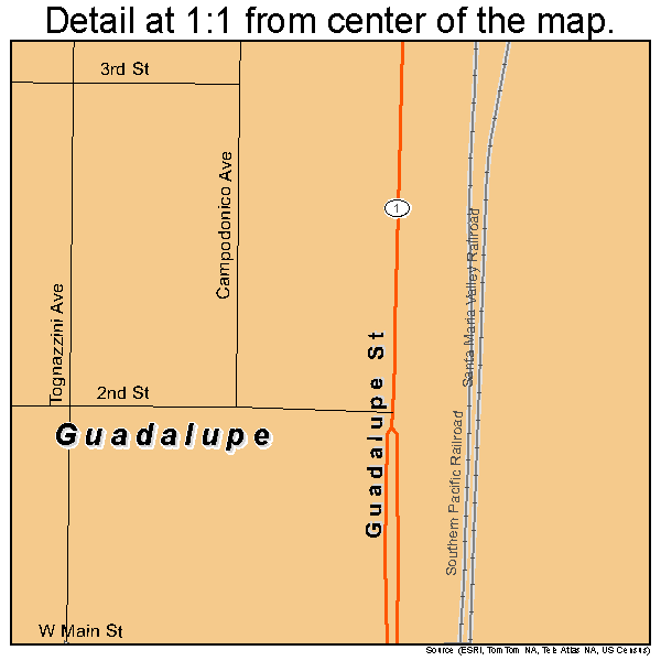 Guadalupe, California road map detail