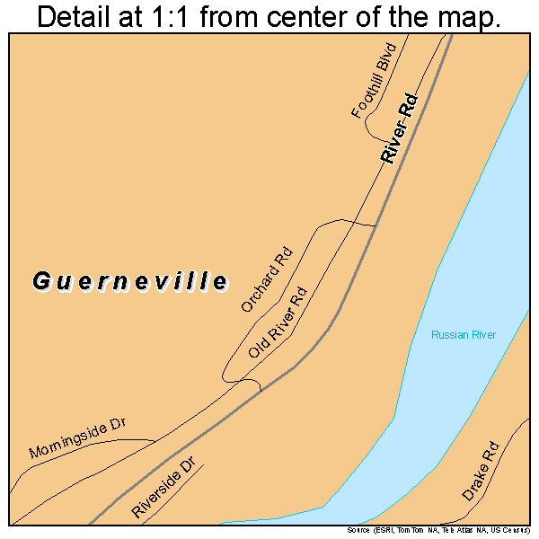 Guerneville, California road map detail