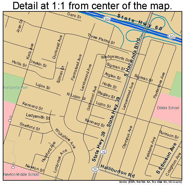 Hacienda Heights, California road map detail