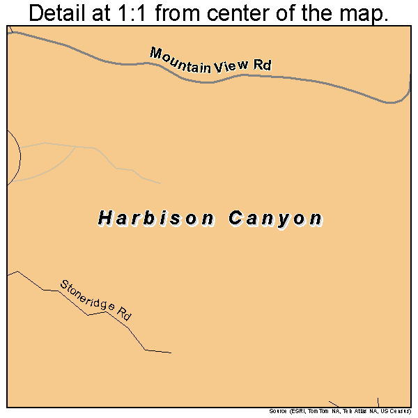 Harbison Canyon, California road map detail