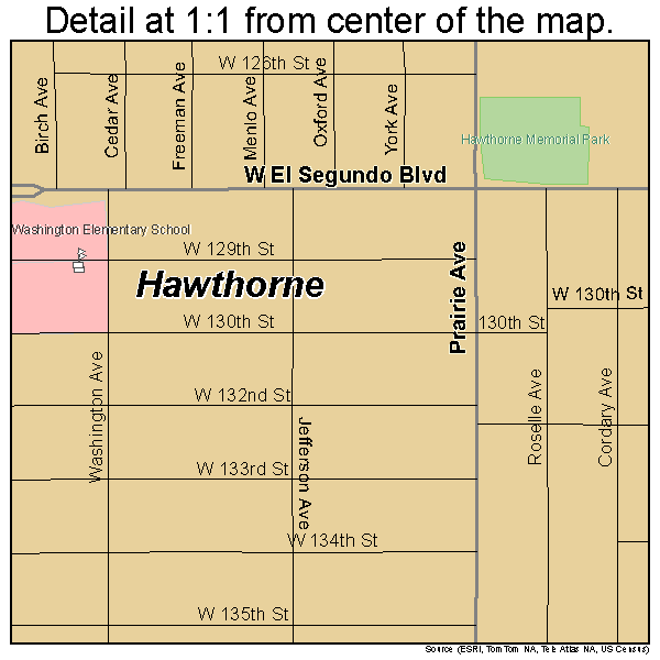 Hawthorne, California road map detail