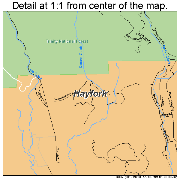 Hayfork, California road map detail