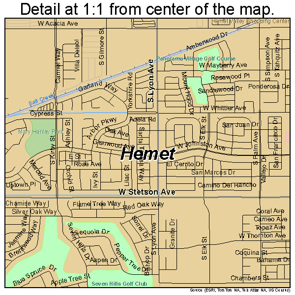 Hemet, California road map detail