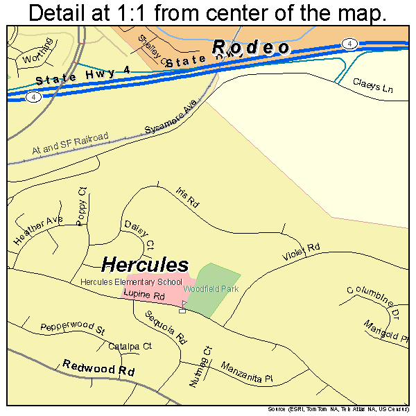 Hercules, California road map detail