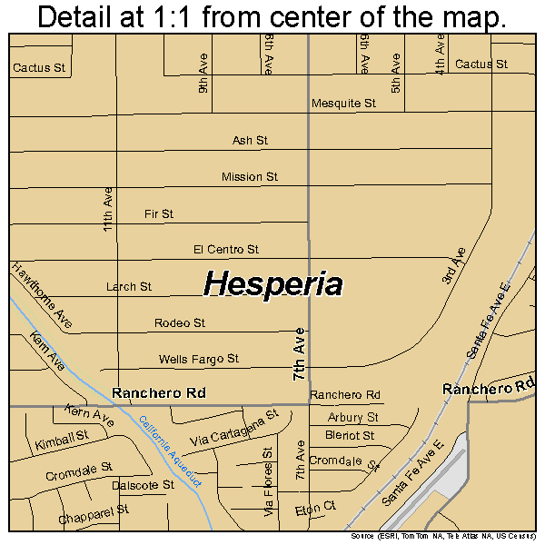 Hesperia, California road map detail