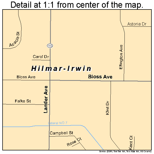 Hilmar-Irwin, California road map detail