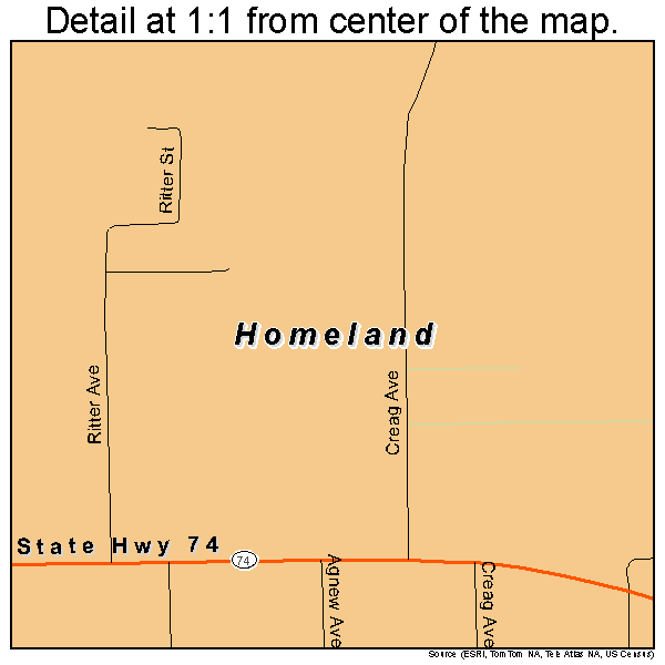 Homeland, California road map detail