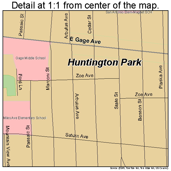 Huntington Park, California road map detail