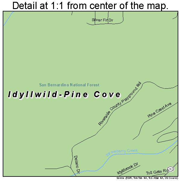Idyllwild-Pine Cove, California road map detail