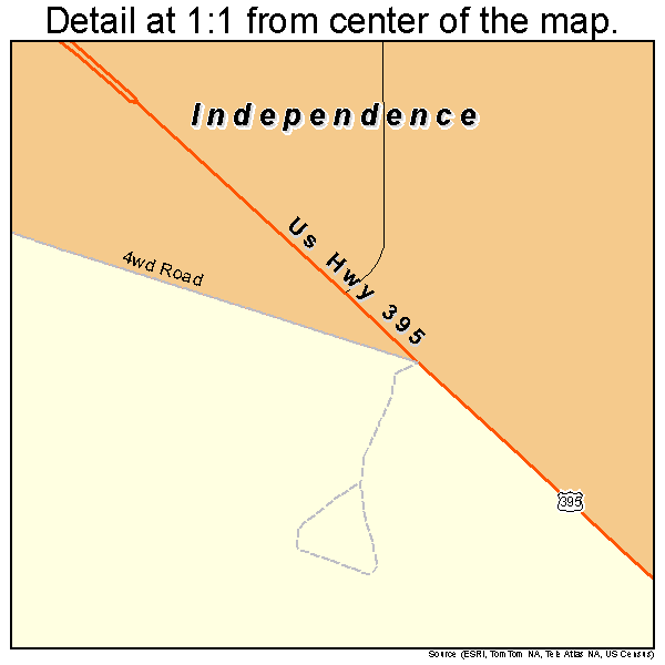 Independence, California road map detail