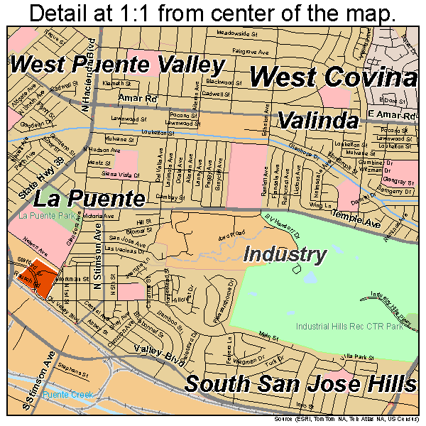 Industry, California road map detail