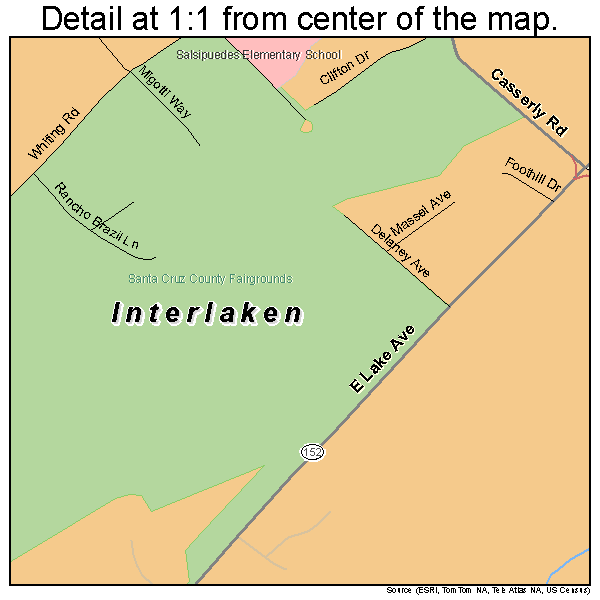 Interlaken, California road map detail