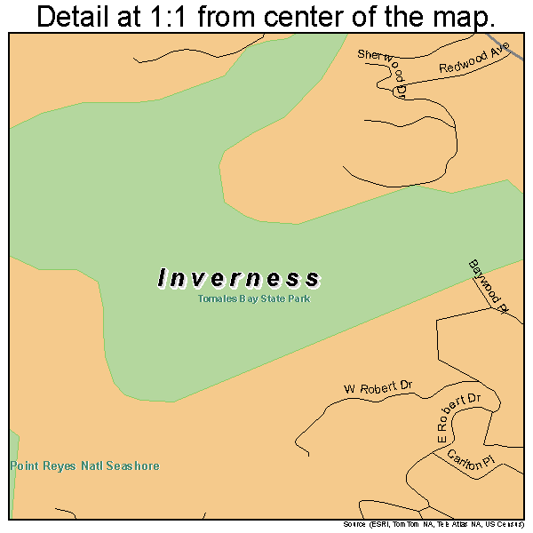 Inverness, California road map detail