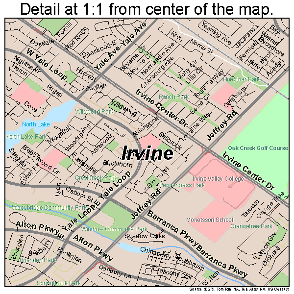 Irvine, California road map detail