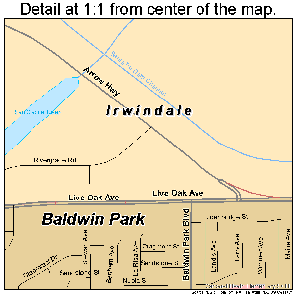 Irwindale, California road map detail