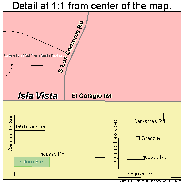 Isla Vista, California road map detail