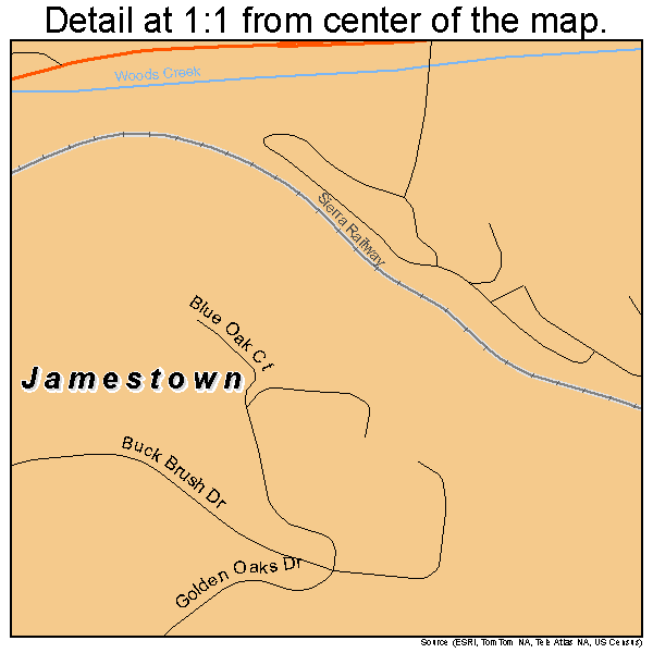 Jamestown, California road map detail