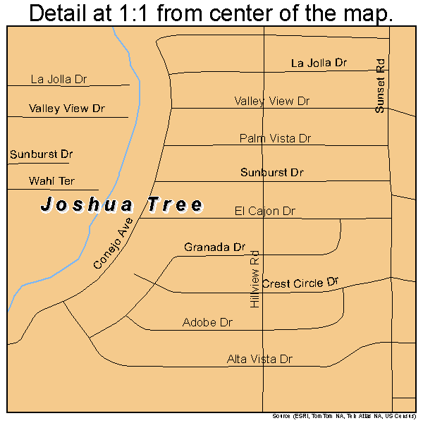 Joshua Tree, California road map detail