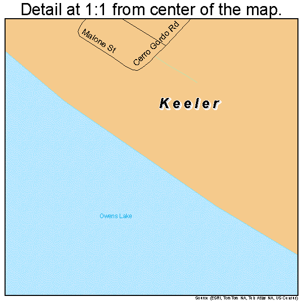 Keeler, California road map detail