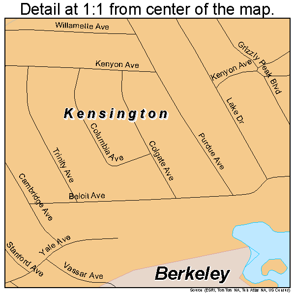 Kensington, California road map detail