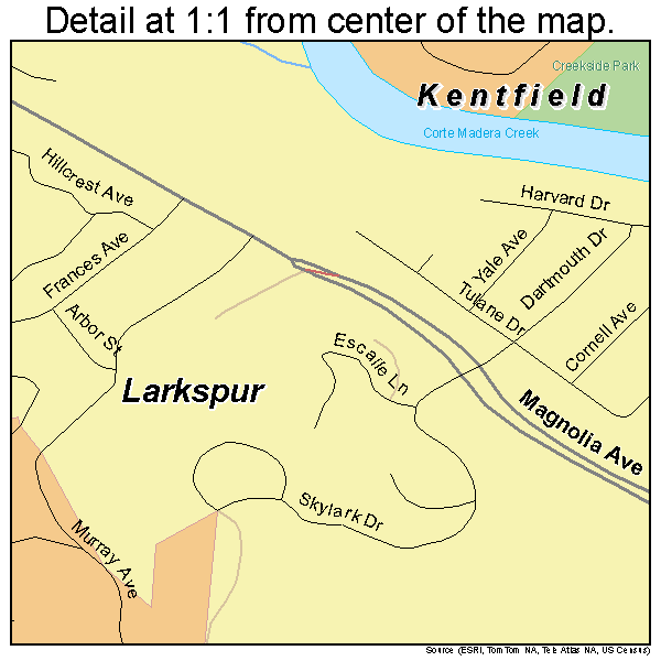 Kentfield, California road map detail