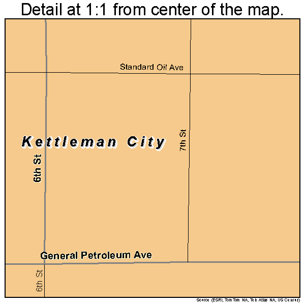 Kettleman City, California road map detail