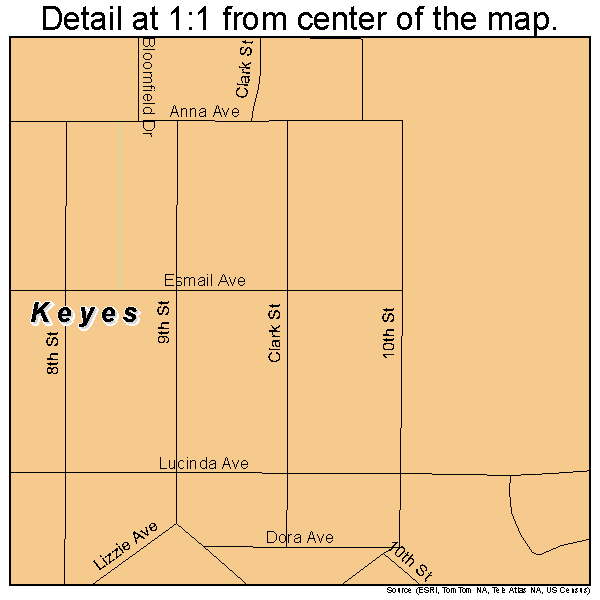 Keyes, California road map detail