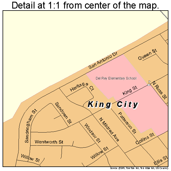King City, California road map detail