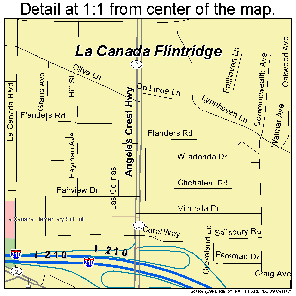 La Canada Flintridge, California road map detail
