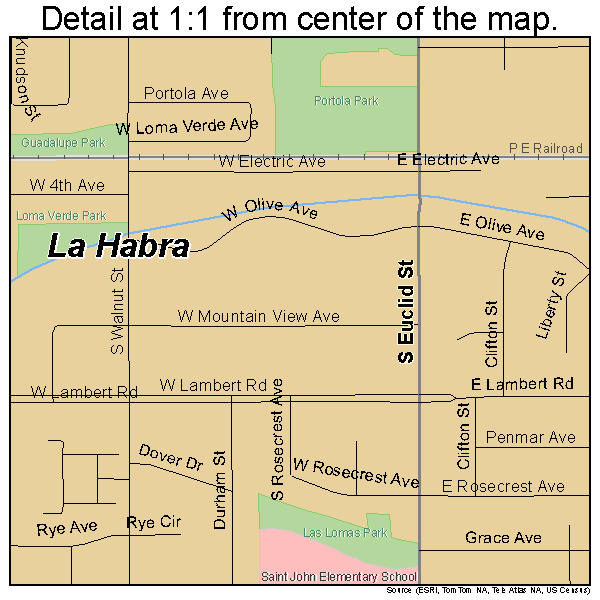 La Habra, California road map detail