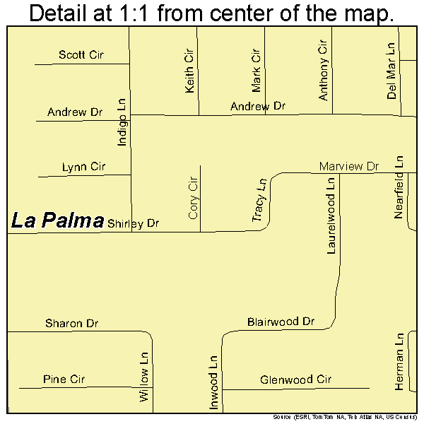 La Palma, California road map detail