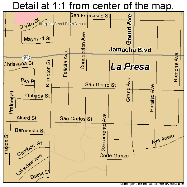 La Presa, California road map detail