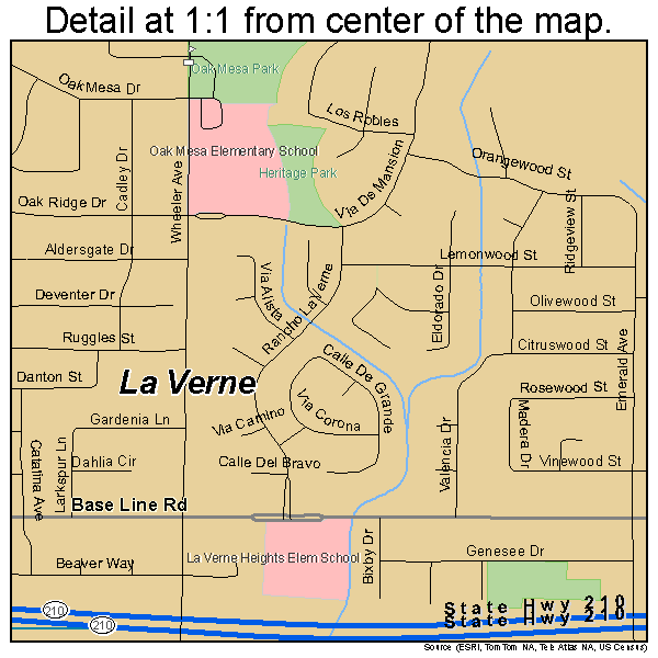 La Verne, California road map detail