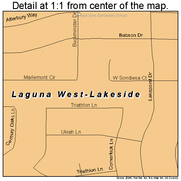Laguna West-Lakeside, California road map detail