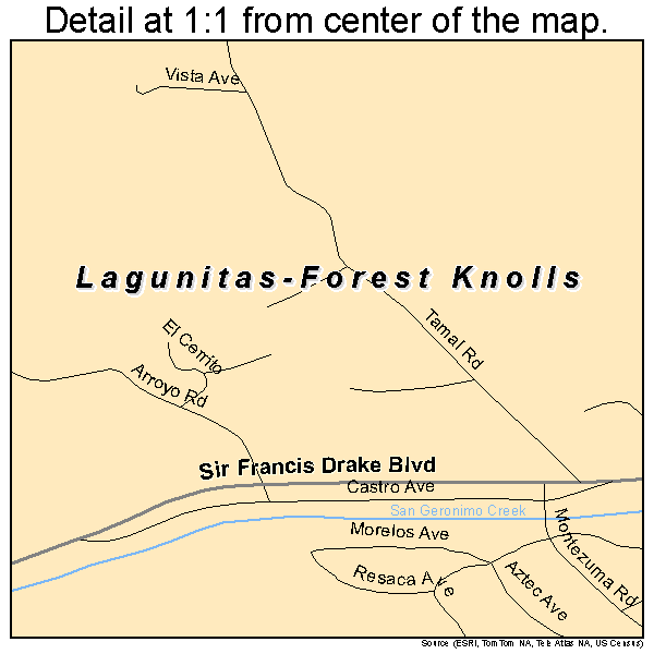 Lagunitas-Forest Knolls, California road map detail