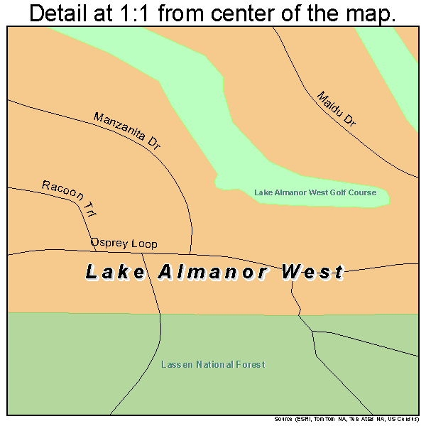 Lake Almanor West, California road map detail