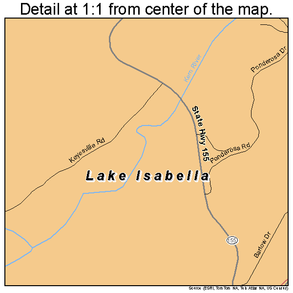 Lake Isabella, California road map detail