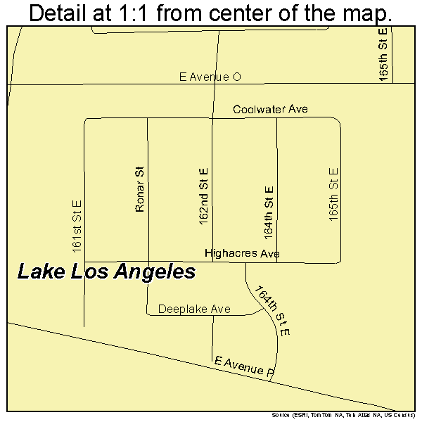 Lake Los Angeles, California road map detail