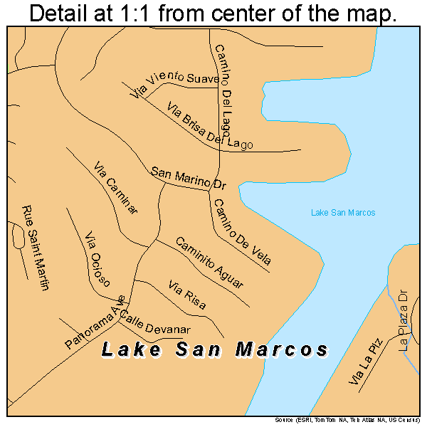 Lake San Marcos, California road map detail