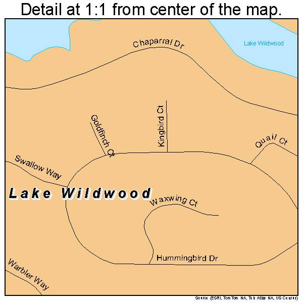 Lake Wildwood, California road map detail