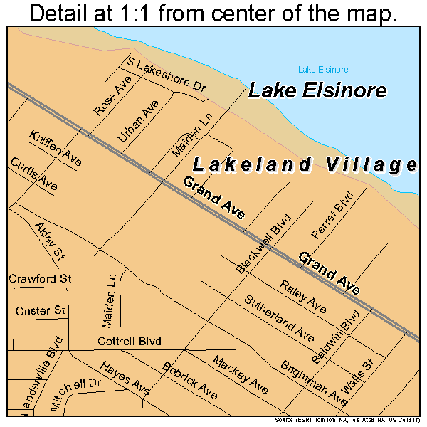 Lakeland Village, California road map detail