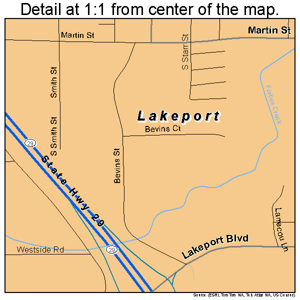 Lakeport, California road map detail