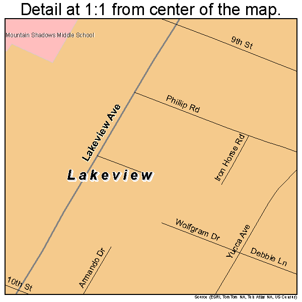 Lakeview, California road map detail