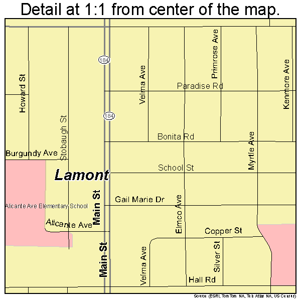 Lamont, California road map detail