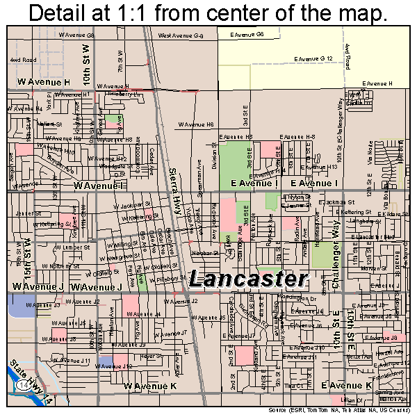 Lancaster, California road map detail