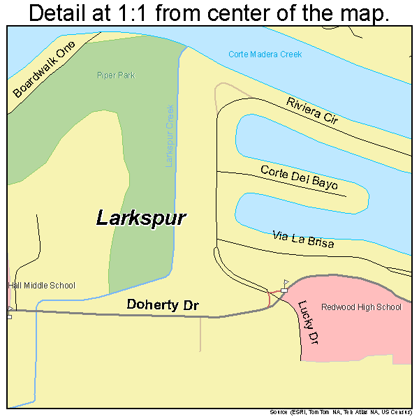 Larkspur, California road map detail