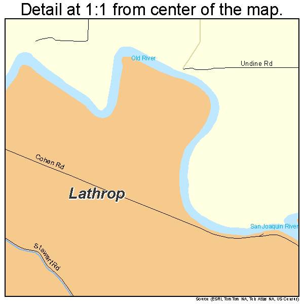 Lathrop, California road map detail