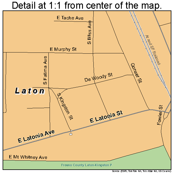 Laton, California road map detail