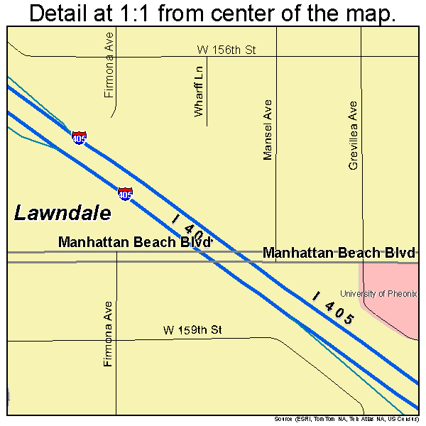 Lawndale, California road map detail