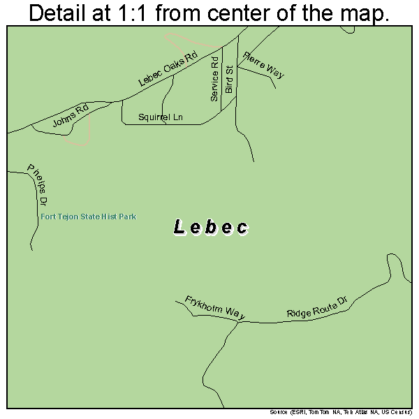 Lebec, California road map detail